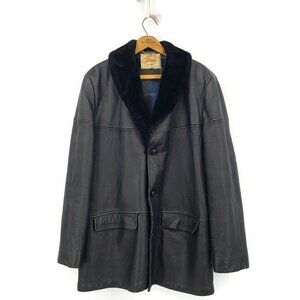 Vintage Lakeland Leather Jacket Mens 42 Wool Flannel Lining Button Front